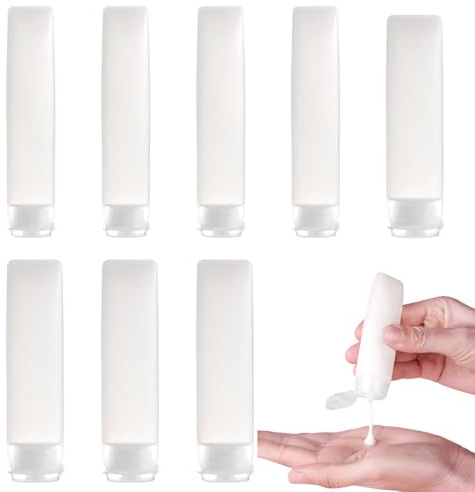 Oyiclyea Clear Plastic Empty Squeeze Bottle 30ml & 50ml 8 Pcs Travel Bottles for Toiletries,Squeezy Travel Bottles,Leak Proof Small Squeeze Bottles,Suitable for Lotion,Shampoo,Shower Gel,Conditioner