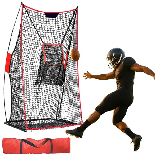 HIGOOD Fußball-Käfignetz: Übungs-Fangnetz für Kicking, Passing & Quarterback-Übungen Hinterhof, tragbar mit Tragetasche