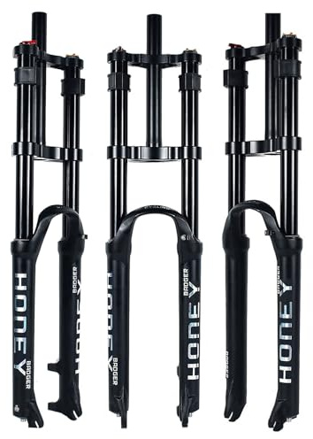 HZXQCVB 26/27,5/29 Downhill Mountainbike-Luftgabel 1-1/8 Gerades Rohr Doppelte Schulter Federgabel 140 Mm Federweg Schnellspanner 9x100mm(Black,29'')
