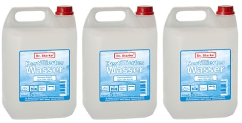 Generisch Dr. Starke 15 Liter Destilliertes Wasser (3 Kanister mit je 5 Litern) Bügeleisen Camping Aquarien