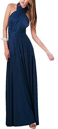 ZhuiKun Robe Longue Femme Elégante sans Manche Dos Nu Robe de Soirée Robe de Cocktail Marine M