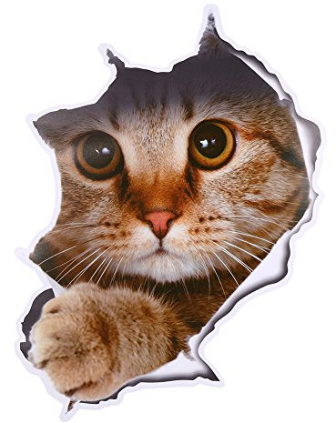 Yosoo Stickers Muraux Amovible Autocollant WC Toilette Salle de Bains 3D de Chat de Bande Dessinée