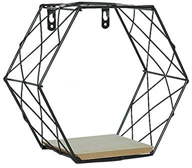 Estante de exhibición montado en la pared, rejilla hexagonal del hierro de la pared figura geométrica decoración del hogar para el dormitorio de la sala por 332PageAnn