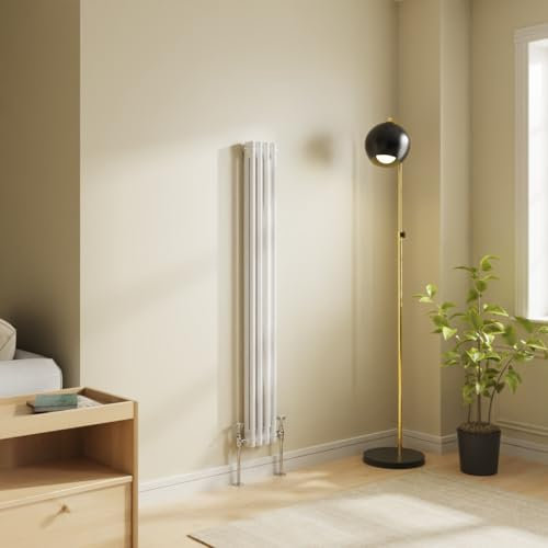 NRG 1500x200 Traditional Colosseum Cast Iron Bathroom Radiator Gloss White 2 Panel