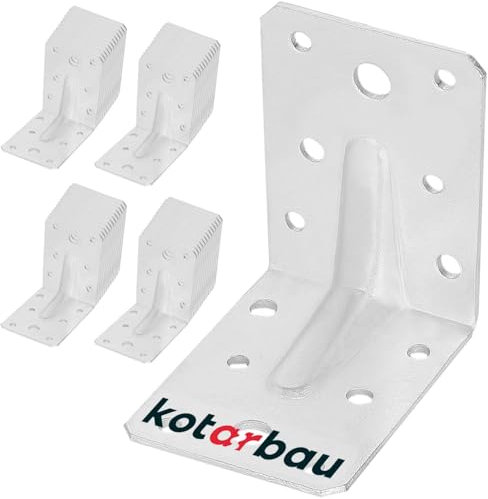 KOTARBAU® Lot de 50 Équerres renforcée avec nervure 75 x 75 x 55 Équerre d'assemblage Acier Galvanisée Connecteurs pour le bois Équerre d'angle Support de Coin