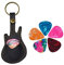 Leder-Gitarrenplektren-Etui, Gitarrenplektrenhalter mit Schlüsselanhänger, Tasche für Gitarrenplektren, Tasche mit 5 Plektren, Geschenk (schwarz)