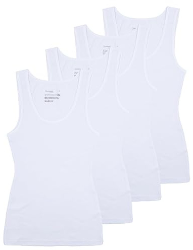 Comfneat Women's 4-Pack Slim-Fit Vests, White, L