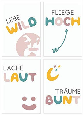 Fabelhafte Dinge Bilder-Set A5 Affirmationspsoter Kinderzimmer Babyzimmer Motivation Wandbilder Jungen Mädchen Sprüche