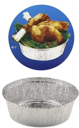 TELEVASO - 125 uds - Envase/recipiente de aluminio redondo + tapas de cartón - Capacidad 1440 ml y tamaño 167 x 57 mm - Bandejas desechables y reciclables, apto para altas temperaturas