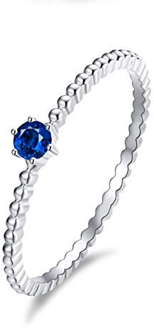 Beydodo Verlobungsring Weißgold 750 Echt, Trauring Weißgold 6-Steg-Krappenfassung Rund Saphir 0.1ct Ring für Damen Gr. 65 (20.7)