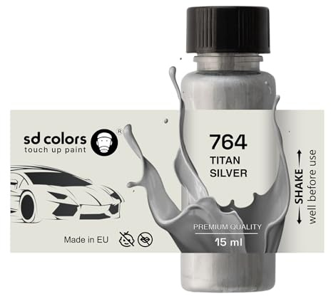 SD COLORS Titan-Silber 764 Lackreparaturlack für Motorrad, 15 ML