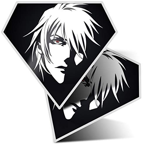 2 x Diamant-Aufkleber 7,5 cm – Anime Manga Gesicht Japanischer Spaß Aufkleber für Laptops, Tablets, Gepäck, Sammelalben, Kühlschränke, cooles Geschenk #2810
