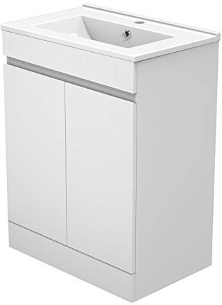 Xinyang Badmöbel Lorenza Weiß 60 cm Waschtisch mit Unterschrank Soft-Close Funktion - Standschrank Waschtisch Möbel