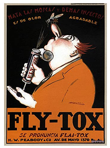 Vintage Werbeposter Insetticida Fly Tox - Wanddeko, Canvas cm. 50x70