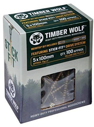 Timber Wolf TW50100 Holzschrauben, 5,0 x 100 mm, Zink und Gelb (Gold), 100 Stück