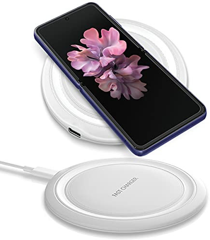 QI Wireless Ladegerät 15W kompatibel mit Samsung Galaxy Z Flip 7 / FE 6 5 4 3 Fold 7 6 5 4 3 2 Ladestation 15W Ladematte Kabellos Charger Induktives, Farben:Weiß