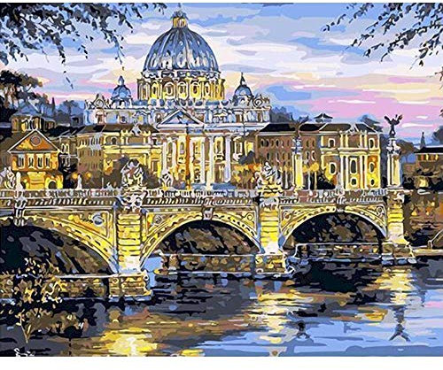 shiliwang Diy Acrylmalerei Nach Zahlen Malen Nach Zahlen Landschaft Kirche Malen Nach Zahlen Für Erwachsene Acrylfarben Home Wall Decor