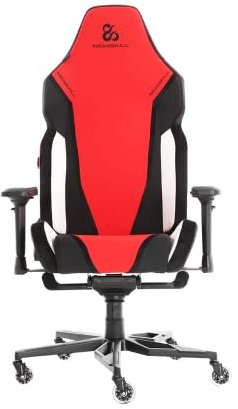 NEWSKILL Banshee Silla Gaming con Respaldo reclinable 180°, Soporte Lumbar Ajustable, tapizado Premium de Tela Transpirable y reposabrazos 4D Rojo