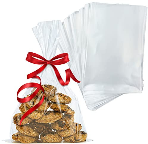 AllBags 100 Stück Cellophantüten | klar Zellophantüten | transparent Zellophantüten | Zellophanbeutel | Tütchen transparent | Plastiktüten | Geschenktüten | Cellophantüten für Süßigkeiten (15x10)