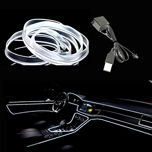 Balabaxer 5M Cavo di emissione luminosa USB, luce al neon Bianco 5V con larghezza laterale 6mm, con protezione del fusibile, utilizzato per la decorazione interna dell'automobile