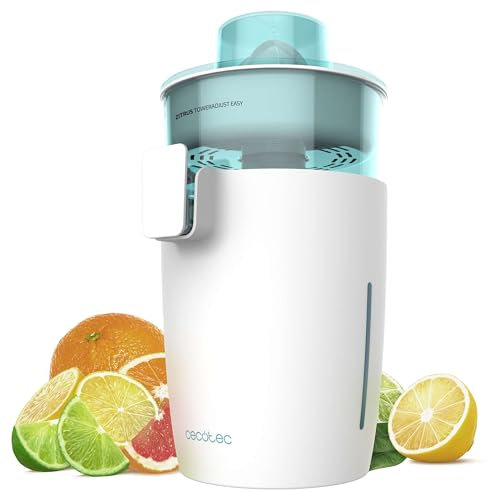 Cecotec Spremiagrumi Elettrico a Torre Zitrus TowerAdjust Easy 800 White. 800W, Filtro Polpa Regolabile, Filtro Inossidabile, 2 Coni Rimovibili, Accensione Automatica, Senza BPA, Antigoccia