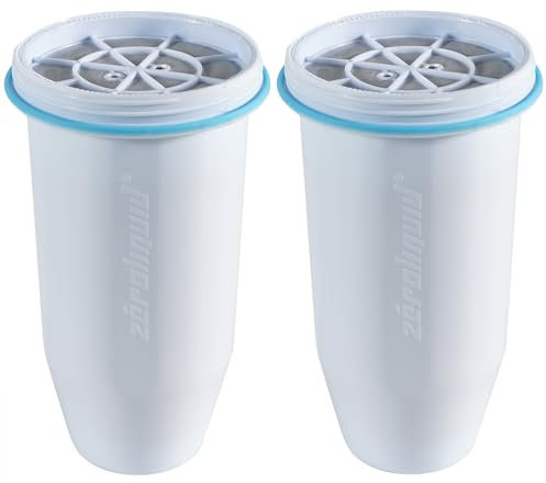 Zeroliquid Replacement Water Filters for Zeroliquid Water Pitchers, Most Advanced 6-Stage 0 TDS System to Remove 99.99% of Lead, Chlorine, Fluoride, Microplastic, Bad Taste and Odor (2 Pack)