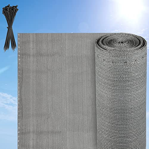 Sonnewelt Sichtschutz 1.2x10m, 150 g/m² HDPE Schattiergewebe, Windschutz Schattennetz, Staubschutz Sonnenschutz Schattiernetz, Blickdichter Zaunblende, Sichtschutz Zaun, Gewebe Netz Grau