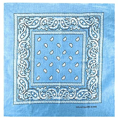 JOPHY & CO. Bandanas aus 100% Baumwolle für Damen Herren Kinder Unisex mit Paisley Muster Kopftuch Kopfbedeckung Schal für Haar/Hals/Handgelenk/Kopf COD.644 (Hellblau Paisley)