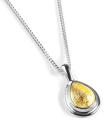 HENRYKA 925 Sterling Silver and Citrine Necklace, November Birthstone Gift, Bridesmaid Jewellery, Every Day Necklace, Classic Teardrop Minimal Necklace