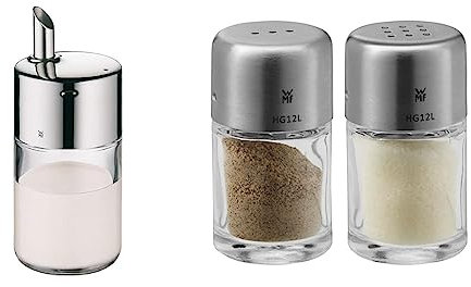 WMF Barista Sahne-/ Milchkännchen 240 ml & Bel Gusto Salz und Pfeffer Streuer Set 2-teilig, Streuer klein, Salzstreuer mini, Cromargan Edelstahl mattiert