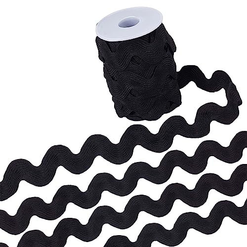 GORGECRAFT 20mm RIC-Rac-Band 10 Yards Schwarze Welle Zum Nähen Biegen Fransenbesatz Gewebter Geflochtener Stoff Spitze Für DIY-Handwerk Kleidung Kleid Verzierung Blumen Geschenkverpackung Hochzeit