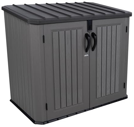 LIFETIME Kunststoff Mülltonnenbox & Geräteschrank Phil | 2x240 L | 94x146x128 cm | Wetterfest & UV-beständig | Inkl. Gasdruckfedern & Kettenaufhängung | Einfache Montage durch Stecksystem