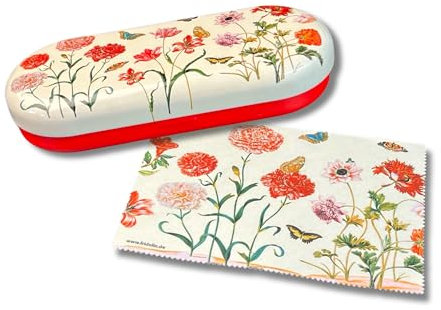 Flaches Brillenetui mit passendem Reinigungstuch aus Microfaser - Maria Sibylla Merian - Maße: L/H/B 16 x 2,8 x 6,6cm - FridolinEdition