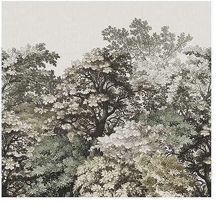 Art For The Home Papier Peint panoramique Morris 300 x 280cm Taupe, Gris-vert | Revêtement Mural, Tapisserie, Panneau Mural Décoratif | Pour salon, chambre, entrée Facile à poser et à enlever