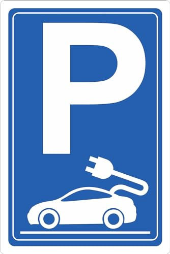 M-ITALY CARTELLO SEGNALETICO - P Parcheggio Ricarica Auto Elettriche - Adesivo Extra Resistente, Pannello in Forex, Pannello In Alluminio (30x42 cm, Alluminio)