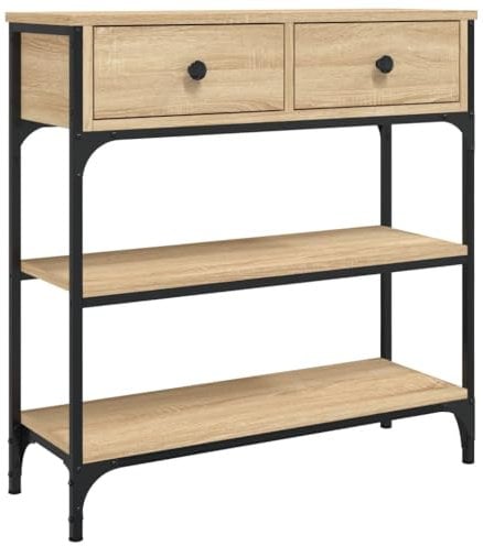 vidaXL Table Console, Table d'Entrée avec Rangement, Table de Couloir, Table d'Appoint Salon Salle de Séjour Maison Intérieur, Industriel, Chêne Sonoma Bois d'Ingénierie