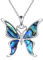 YAFEINI Schmetterling Kette für Damen S925 Sterling Silber Schmetterling Halskette Anhänger Abalone Muschel Schmuck für Mädchen