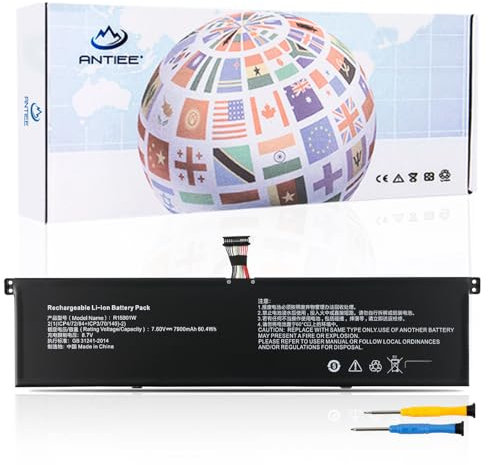 ANTIEE R15B01W R15BO1W Laptop Akku Kompatibel mit XI ao m i Mi Pro GTX 15.6 inch i3 i5 i7 TM1701 171501-AL 171501-AF 171501-AQ Series Notebook Loptop 7.68V 60.2Wh 7850mAh