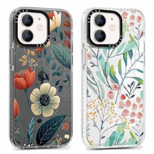 Xylota 2 Stück Transparent Handyhülle für iPhone 11 6,1 Hülle, Durchsichtig Case mit Muster Aesthetic Blumen Mädchen Schutzhülle, Weich Silikon Dünn TPU Bumper Stoßfeste Cover für iPhone 11,07