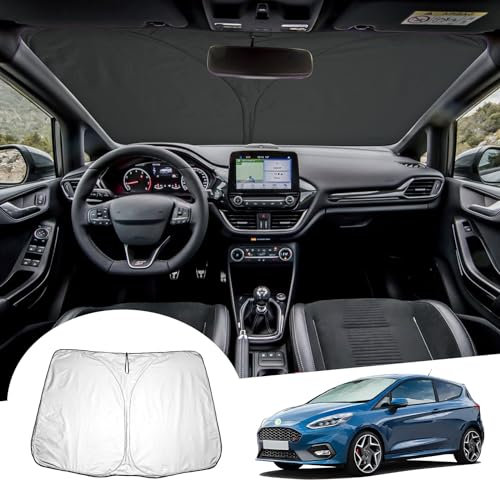 GAFAT Compatible con Ford Fiesta ST MK8 2017-2024 Parasoles Interior, Fiesta MK8 2023 Parabrisas Protección Solar, Enfriamiento, Protección UV, Fiesta MK8 Accesorios