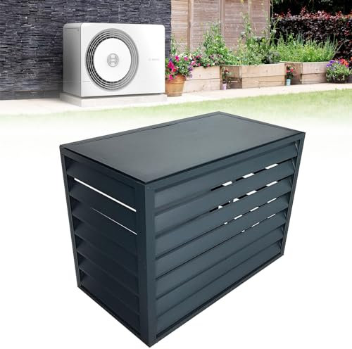 ZIXIAOS Air Conditioning Fence Screen Capacitor Protective Cover, Aluminum Air Conditioning Cover, Pool Pump Trash Can Housing, Suitable for External Air Conditioning Devices,Grey-2-3p-FlatRoof