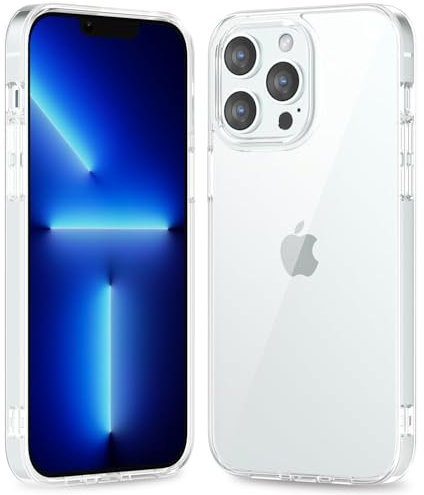 oakxco Thin Slim Clear case for iPhone 13 Pro Max, Transparent Hybrid Hard Shell Plastic & Soft Silicone Rubber Bumper, Non-Yellow Acrylic Protective Lightweight Cover for Women, Clear