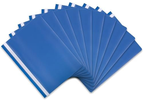 itenga 10er Pack Schnellhefter A4 Plastik stabil PP Kunststoff Sicht Hefter Mappe genarbt (blau)