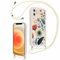 Xylota Coque avec Cordon pour iPhone 12 6,1'', Aesthetic Etui avec Réglable Collier Souple Silicone Corde Caméra Protection Bumper Case avec Motif, Lanyard Antichoc Housse pour iPhone 12，Fleur 02
