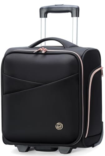Lekespring Maletín para portátil de hasta 14 pulgadas, maletín con ruedas, de nailon, resistente al agua, maletín de viaje, equipaje de mano, para viajes/negocios, color negro, Negro , medium