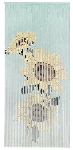 FOZICV Vorhänge Schlafzimmer Mehrfarbig 90x200 cm Raumgestaltung Bambusvorhang Sonnenblumen-Aufdruck Türvorhang für Privatsphäre und Wärmedämmung Leise Gardinen für Wohnungen Balkone