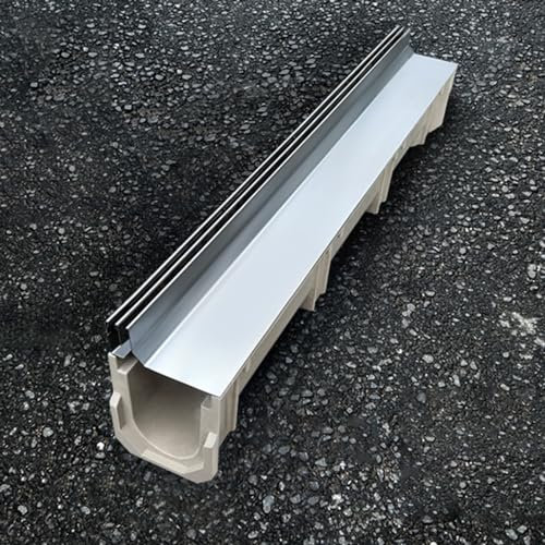 Canaletta Scolo Acqua Piovana Kit di Scarico Lineare per Trincea, Copertura in Acciaio Inossidabile, Griglia di Scarico a Canale per Acqua Piovana/ Tempesta, Fossato Drenante Esterno per Piazza/ Box A