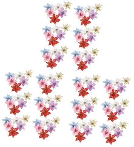 Garneck 108 STK DREI Schichten Goldpulver Weihnachtsblumen Christrose Weihnachtsstern Christbaumschmuck Kunstblume Zum Basteln Glitzernde Künstliche Blumen Glitzerblumen Golden Stoff