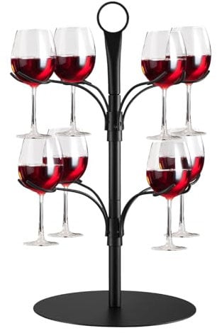 Drinks Tower for 8 Glasses, Serving Tree for Cocktails, Wine Glass Tower for 2 Levels, Ideal for Home Bar, Party Decor. Birthday Gift for Women, Aperol Gift. Elegant Display for Wine, Cocktails