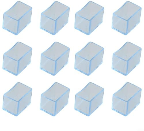 Yhenlovtt Lot de 12 housses de protection rectangulaires en silicone pour pieds de chaise en PVC transparent, 20 x 30 mm
